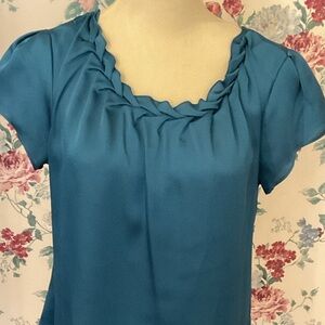 WORTHINGTON M.Women’s Teal Short Sleeve Scoop Neck Top SILK LIKE